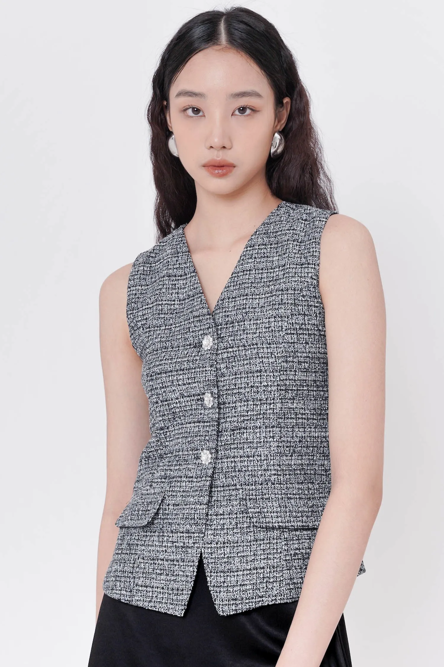 Kringle Tweed Vest In Black