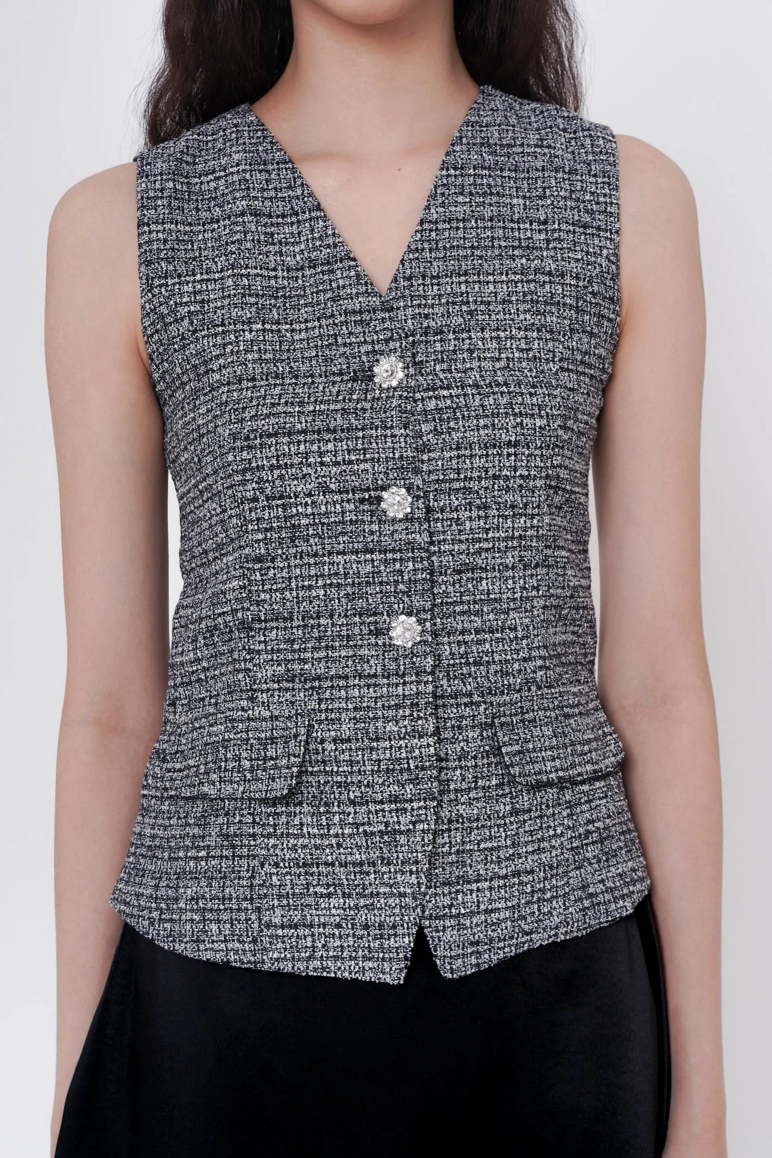 Kringle Tweed Vest In Black