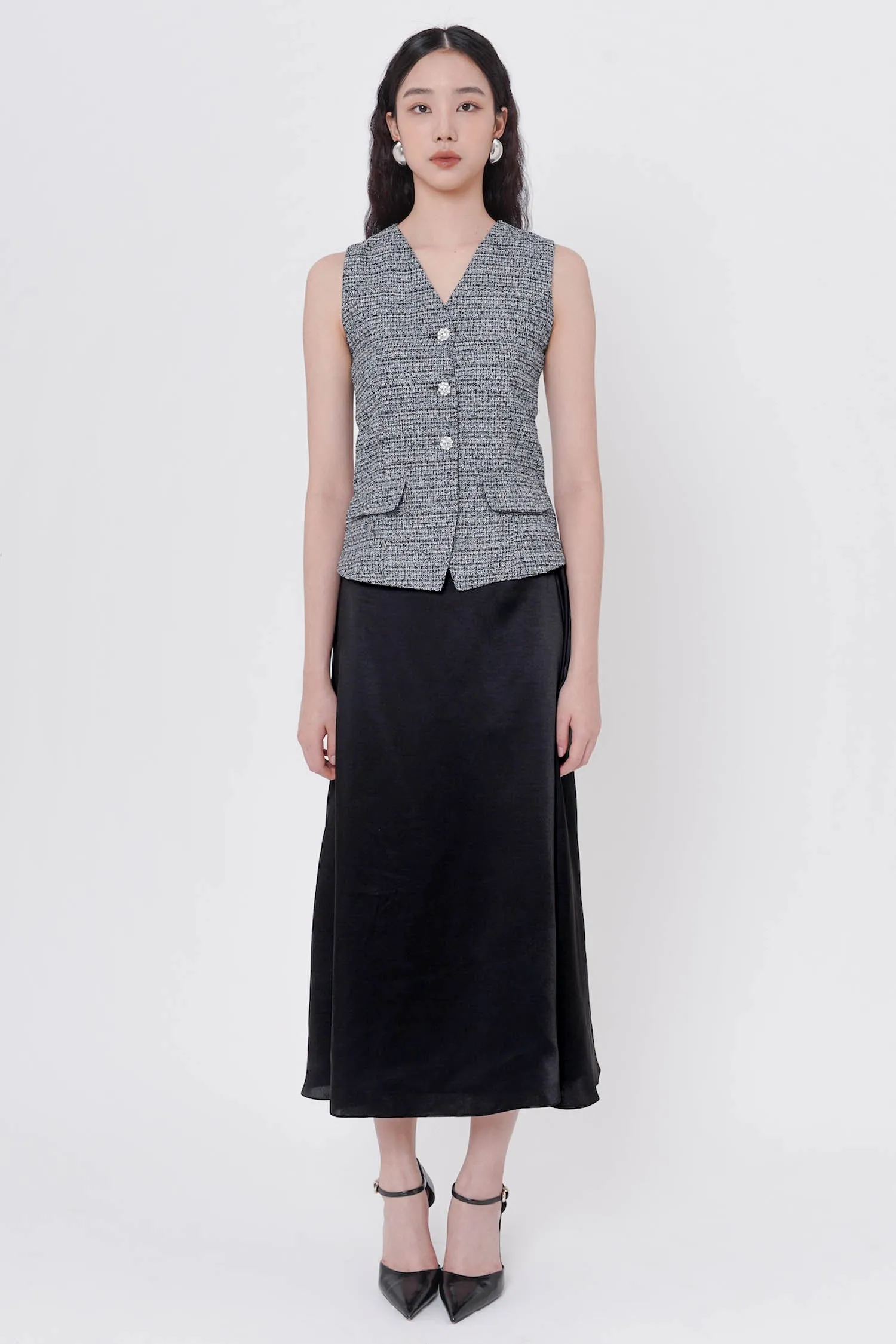 Kringle Tweed Vest In Black