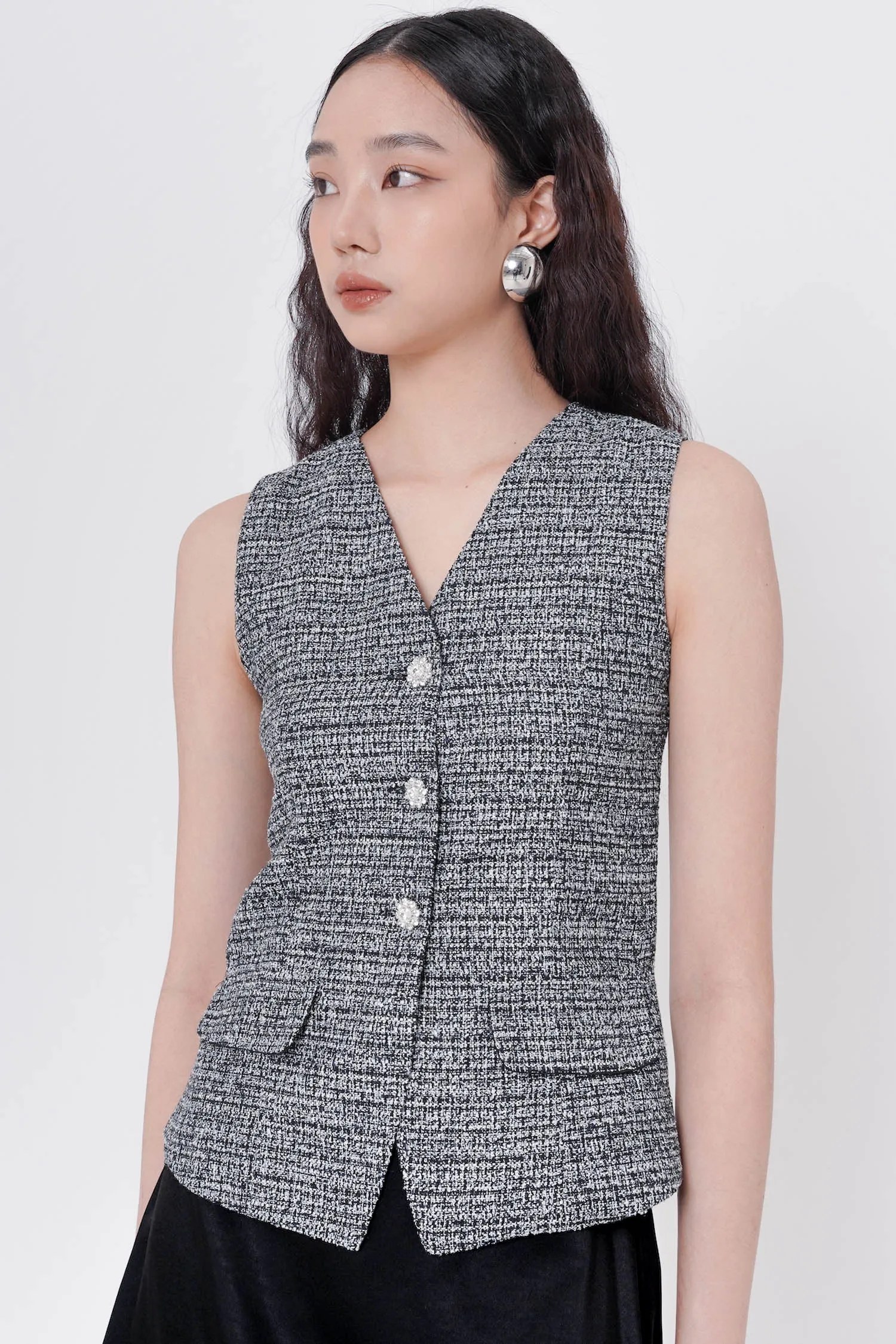 Kringle Tweed Vest In Black