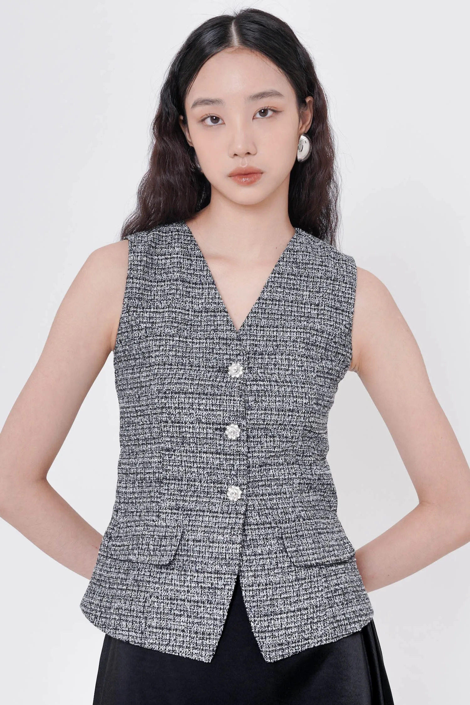 Kringle Tweed Vest In Black