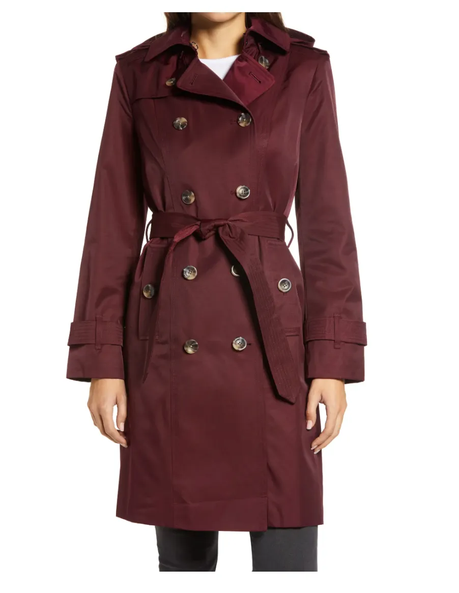 LONDON FOG Women’s Double Breasted Classic Rain Trench Coat  L721969T74