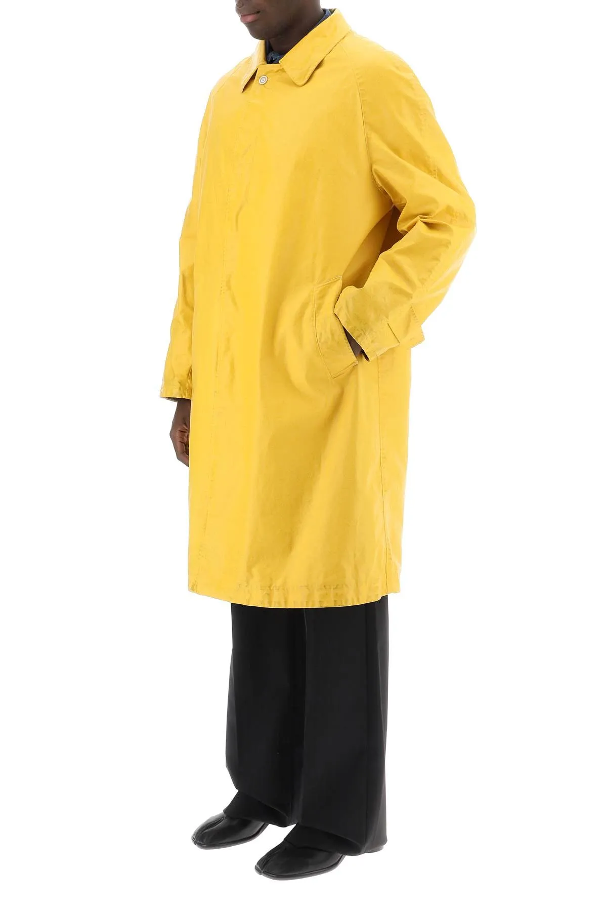 Maison margiela trench coat in worn-out effect coated cotton S50AH0130 S48398 YELLOW