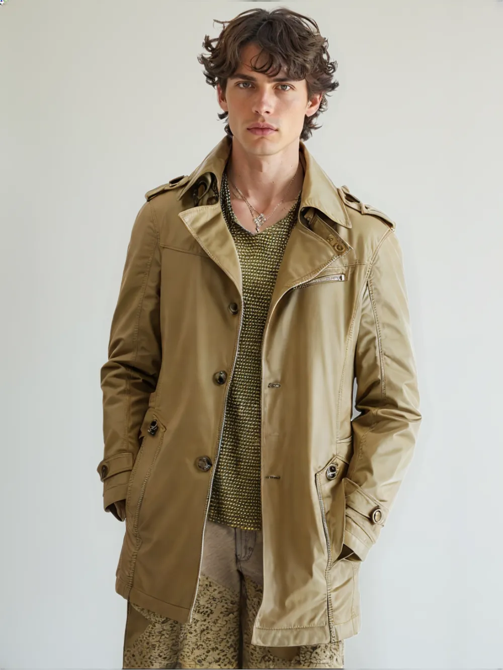 Mens Medium Length Trench Coat