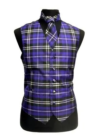 Men's Purple Plaid Vest with Neck Tie