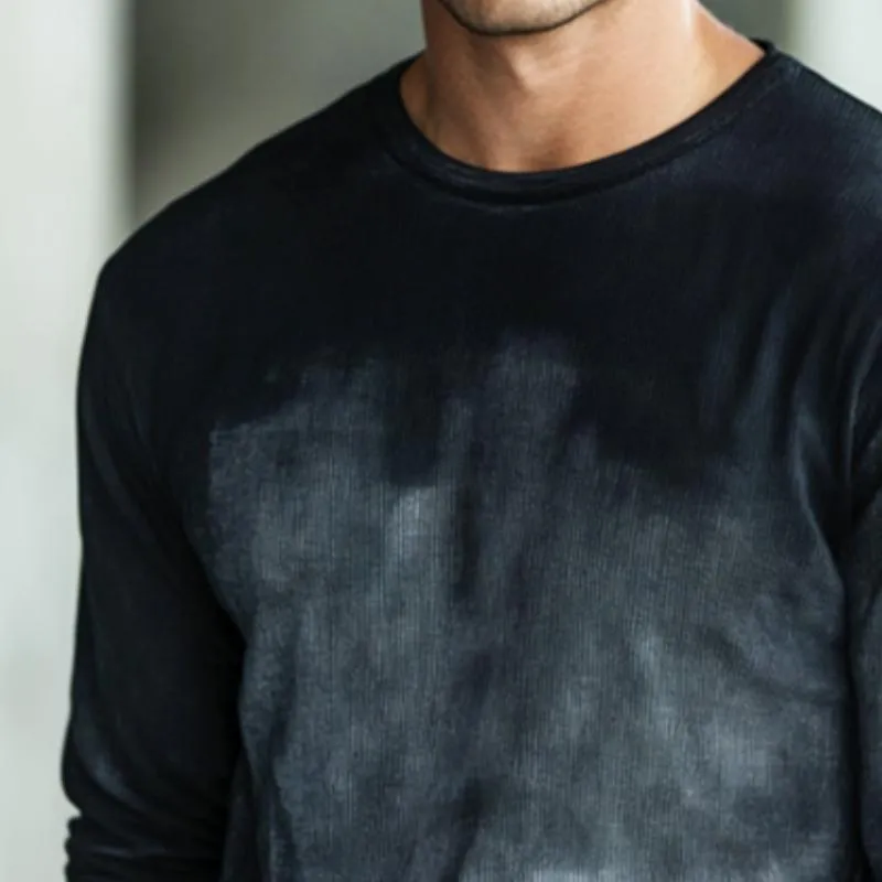 Men's Retro Casual Printed Gradient Round Neck Long Sleeve T-Shirt 91035859TO