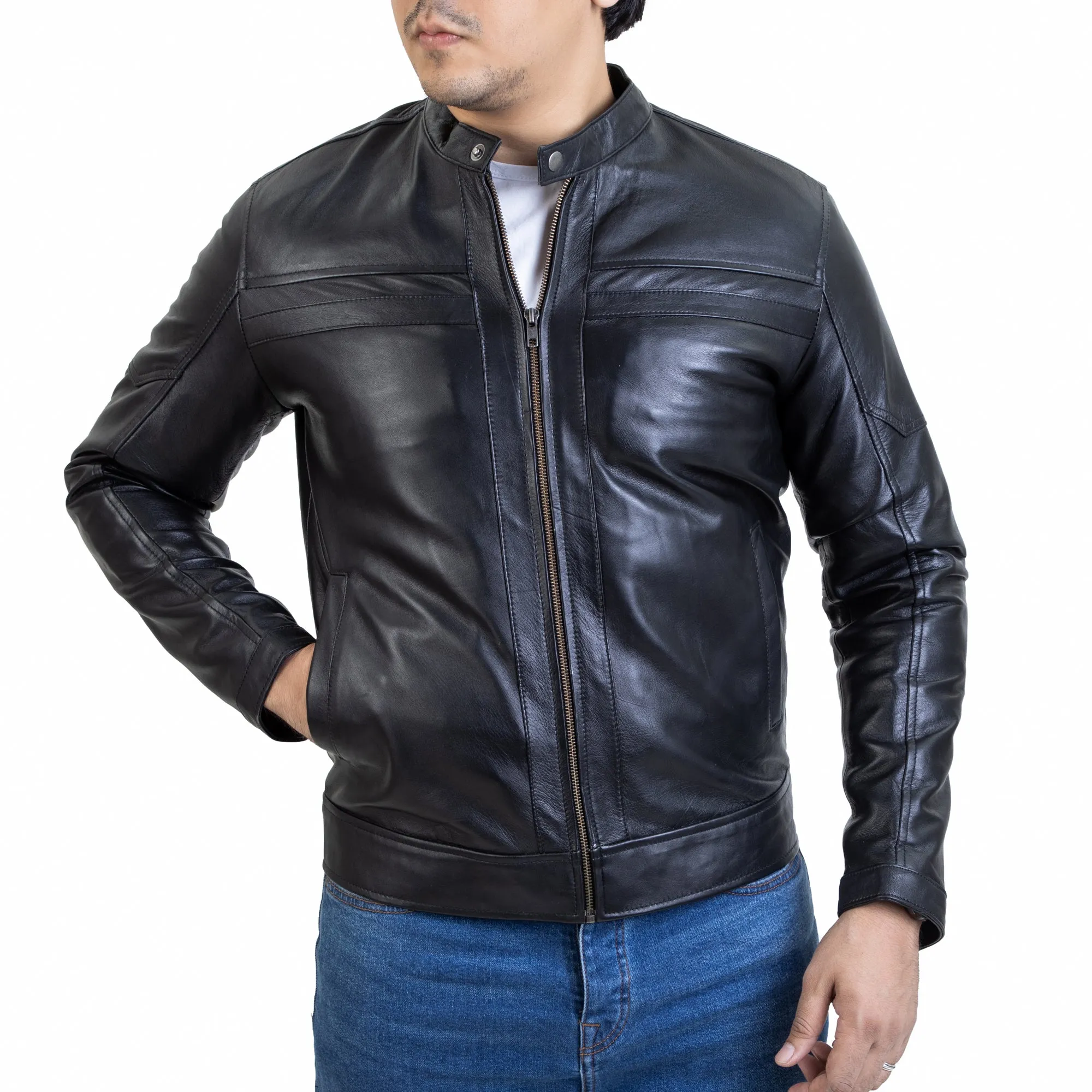 Mens Urban Style Leather Jacket Black