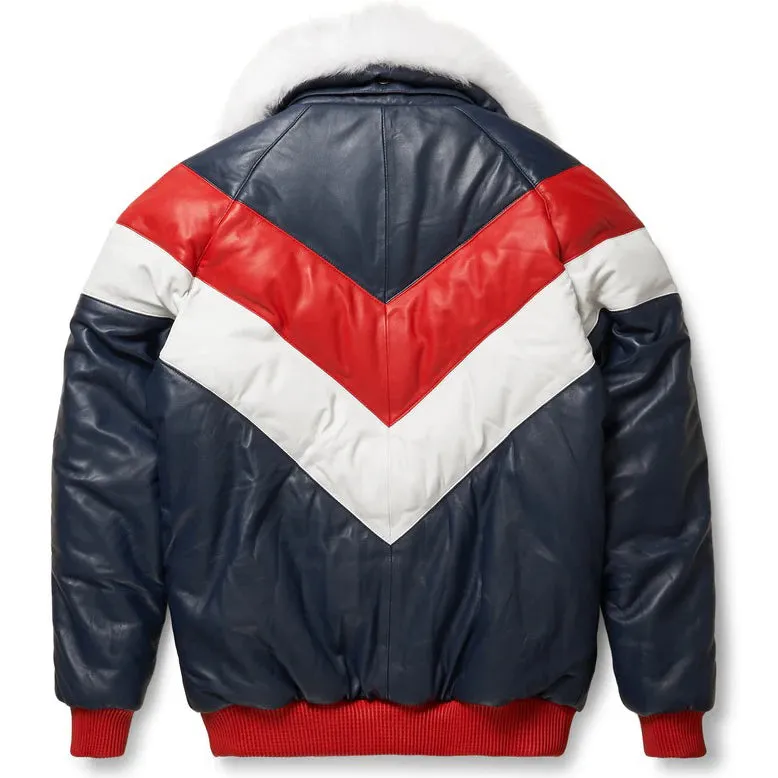 Men's V Bomber Jacket - Multi Color (Red/White/Blue)