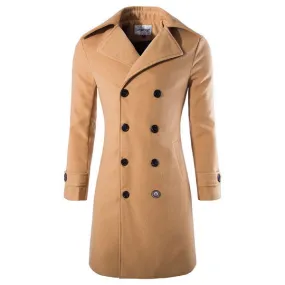 Mens Winter Double-breasted Slim Fit Trench Coat