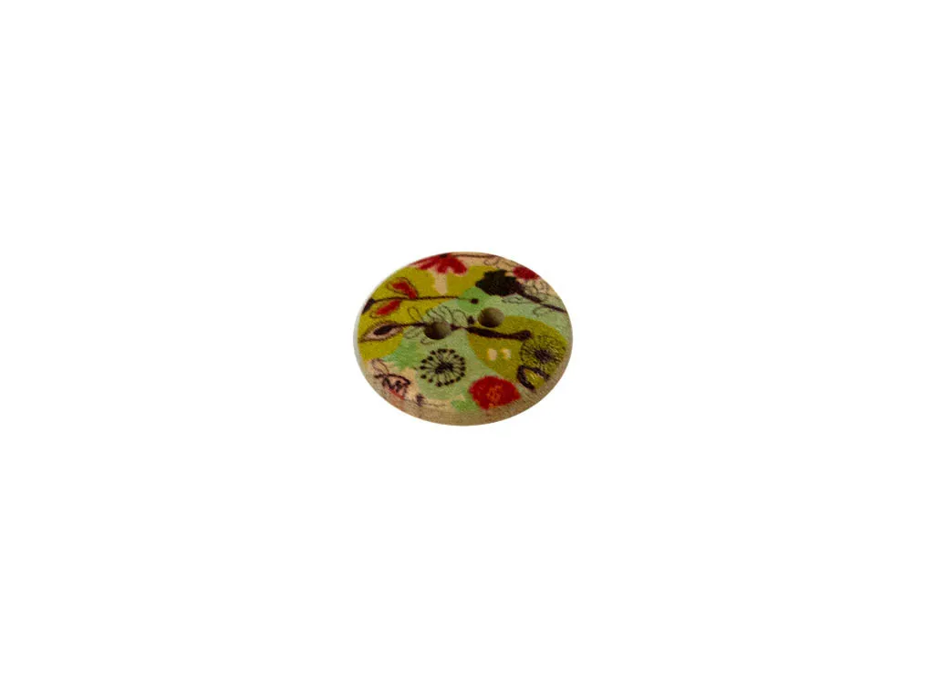Multicolour Leaves Printed 2 Hole Wooden Buttons
