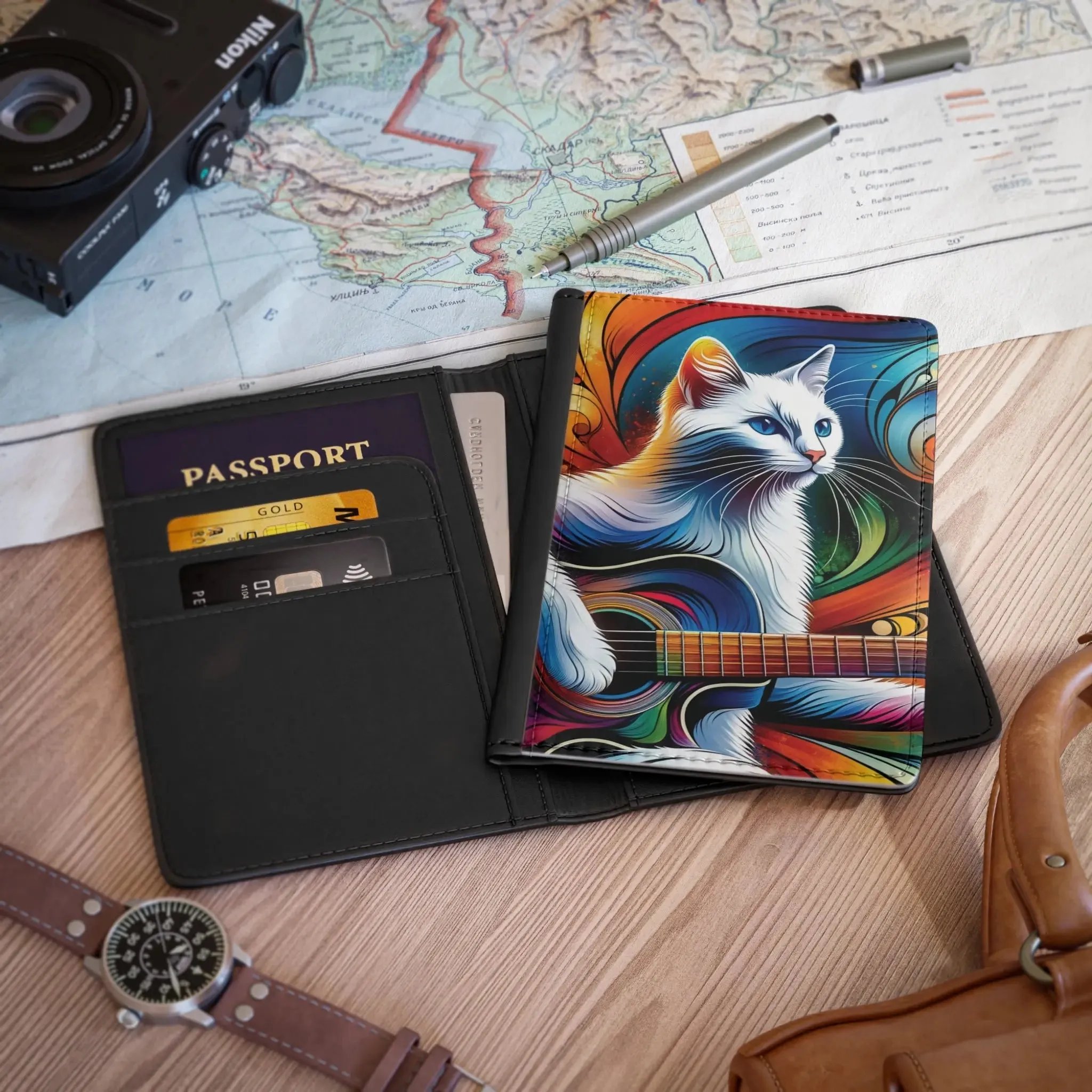 Musical Guitar Cat Player - Passport Cover