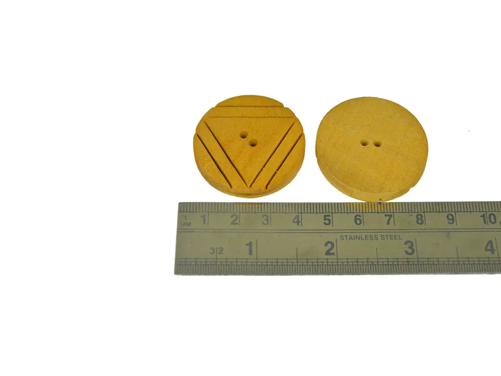 Mustard Triangles 2 Hole Wooden Buttons - 60L