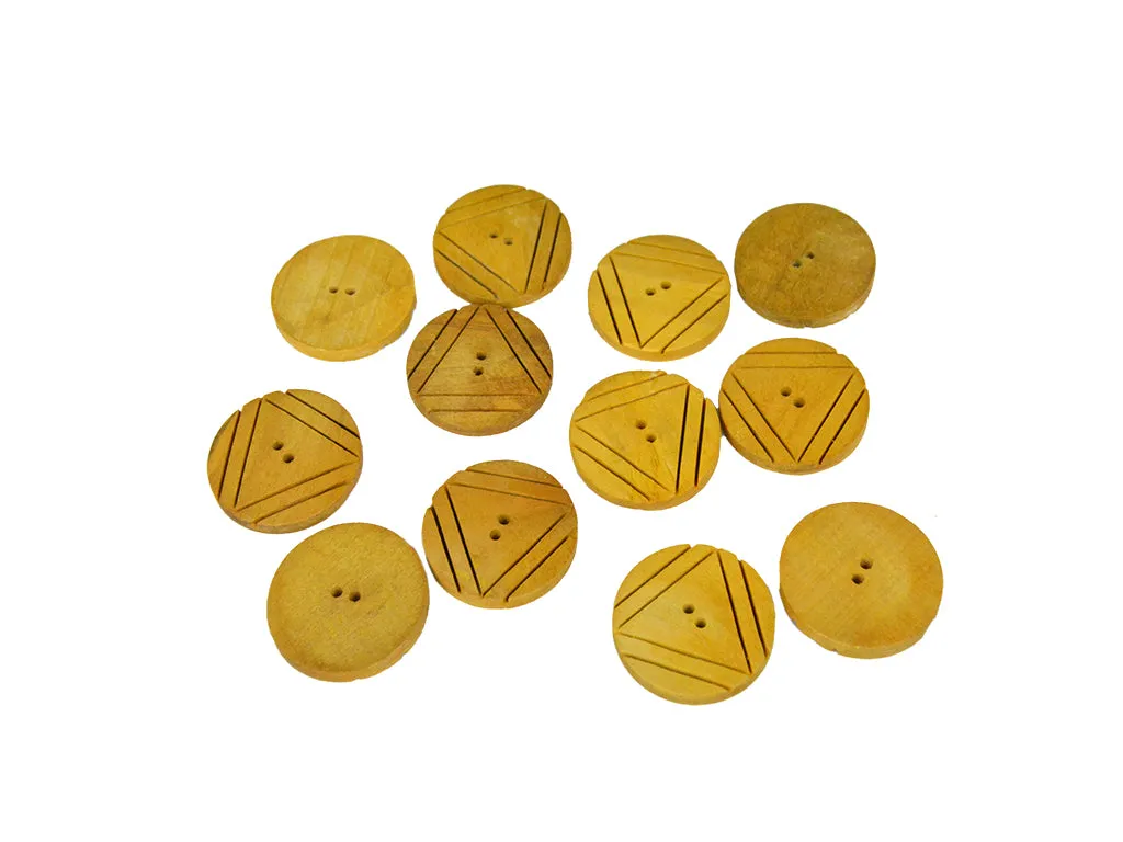 Mustard Triangles 2 Hole Wooden Buttons - 60L