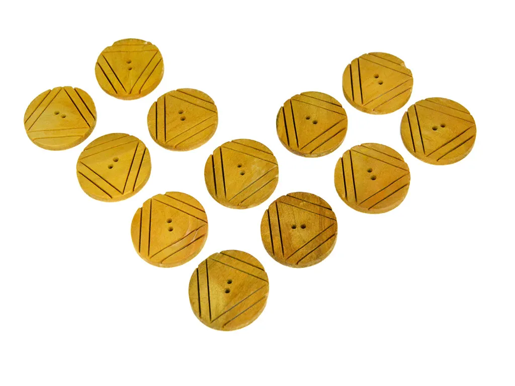 Mustard Triangles 2 Hole Wooden Buttons - 60L