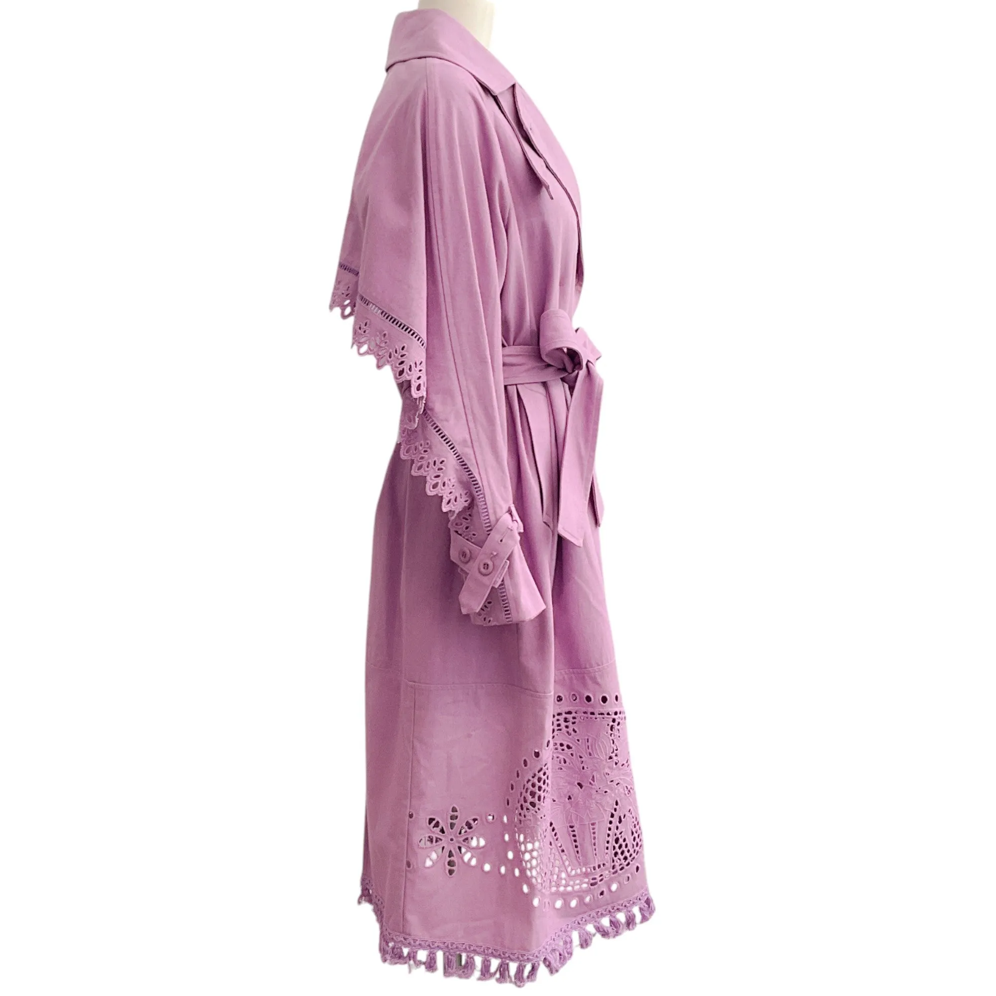 Muveil Lavender Cotton / Linen Trench Coat with Belt