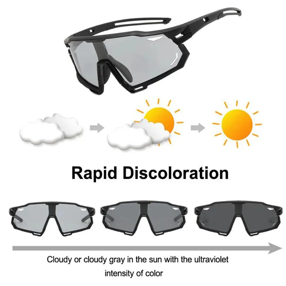 NEWBOLER Photochromic Cycling Glasses Men's and Women's Polarized Bike Eyewear UV400 Sports Sunglasses MTB Bicycle Road Goggles