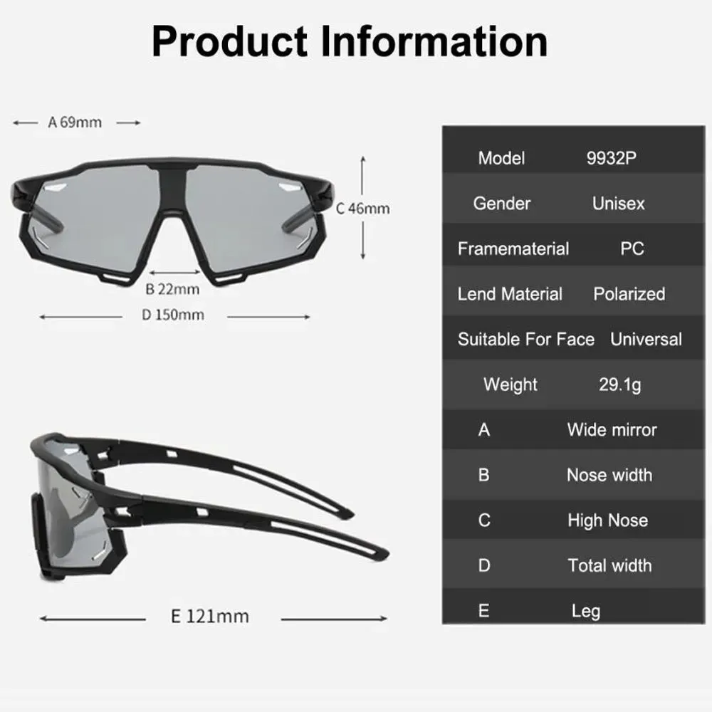 NEWBOLER Photochromic Cycling Glasses Men's and Women's Polarized Bike Eyewear UV400 Sports Sunglasses MTB Bicycle Road Goggles