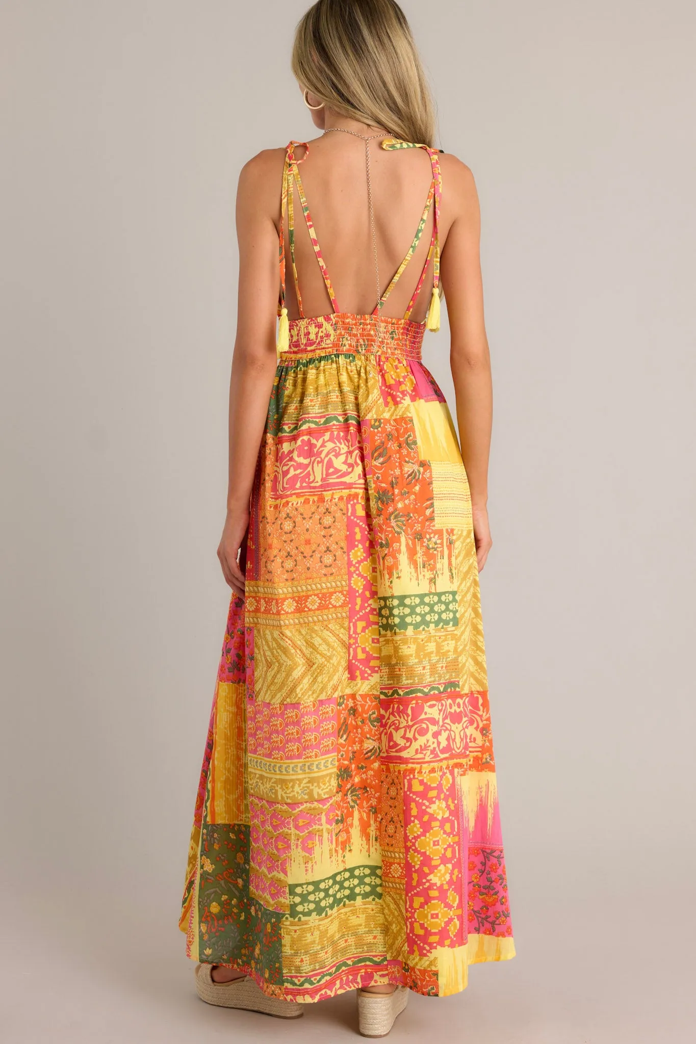Patchwork Paradise Cotton Orange Multi Maxi Dress