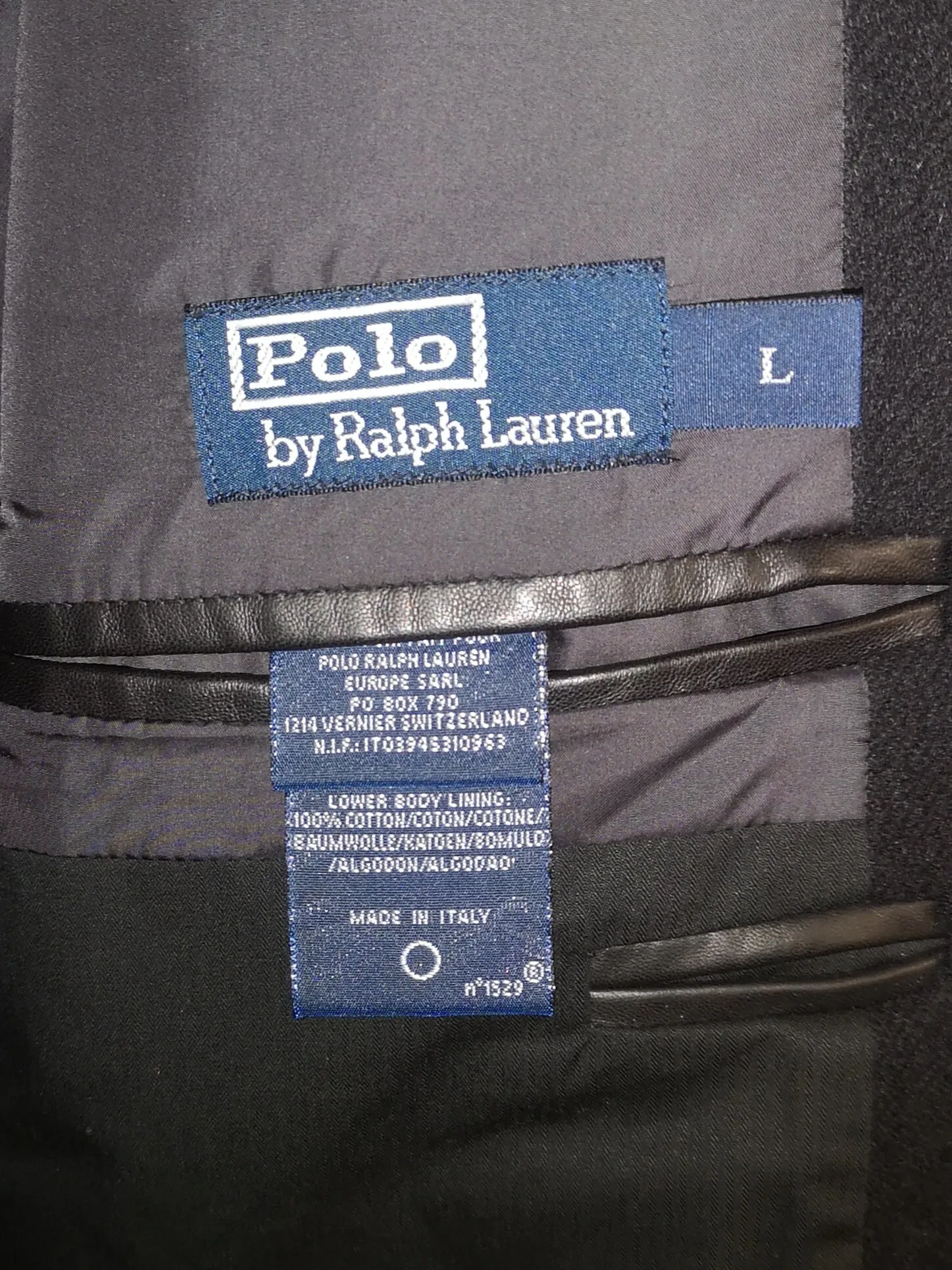 Polo Ralph Lauren Black Corduroy Cotton Thick Winter Blazer Coat Mens Size L