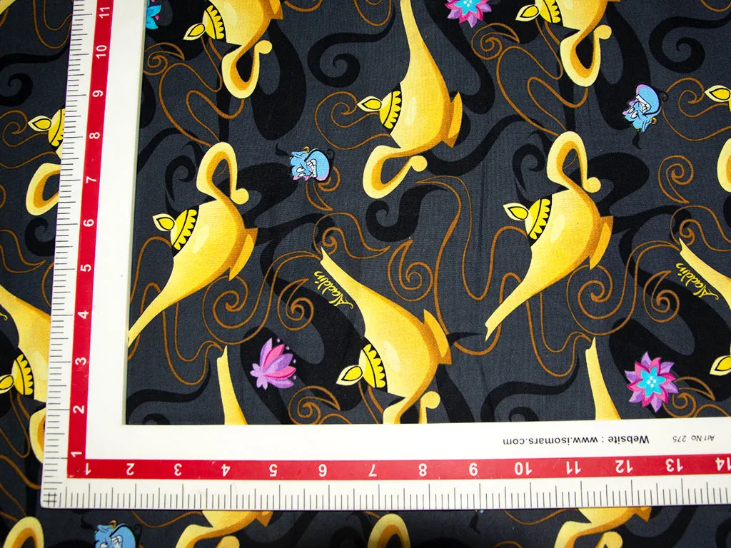 Precut 1 Metre Black Lamp Quirky Cotton Poplin Fabric