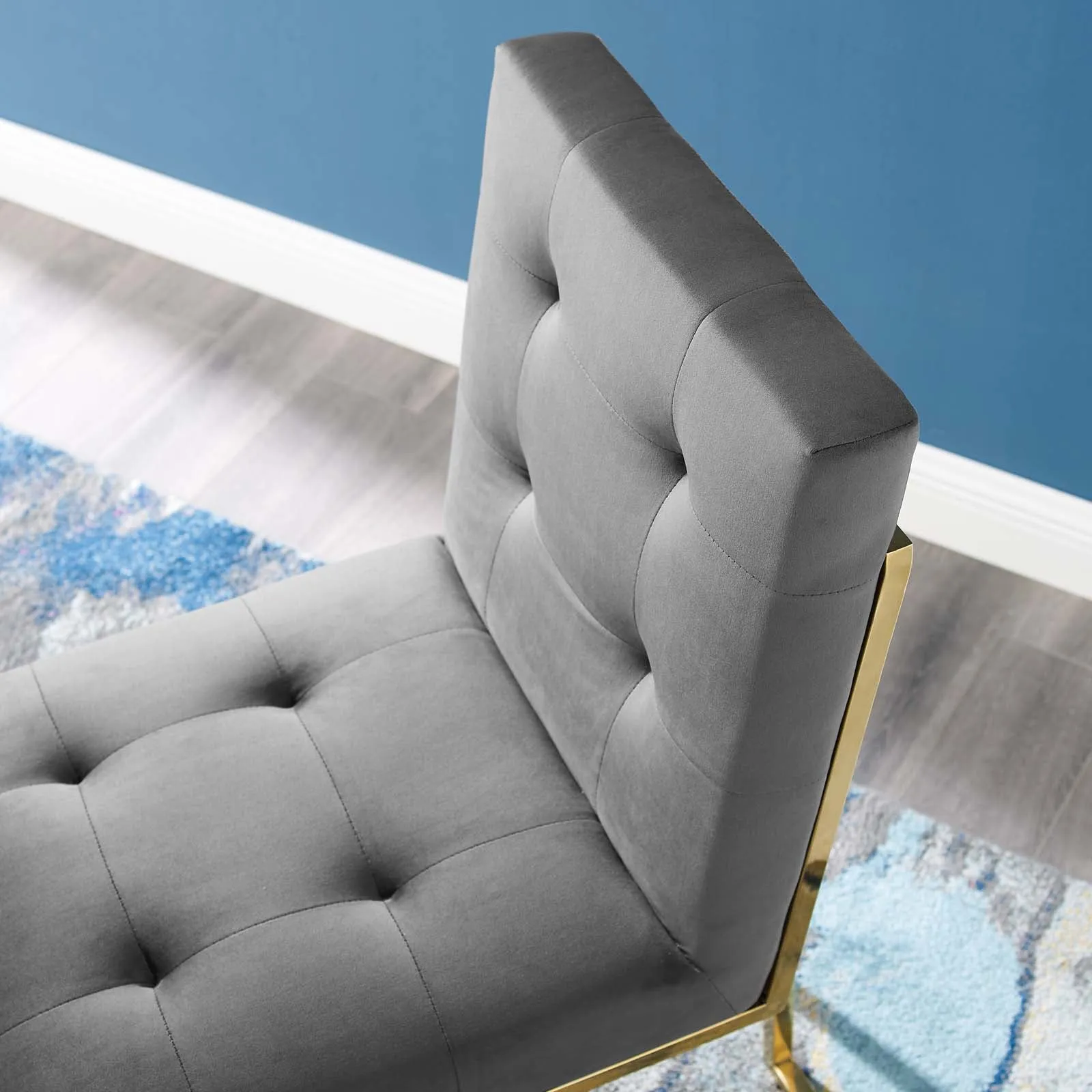 Privy Gold Stainless Steel Performance Velvet Dining Chair by Modway