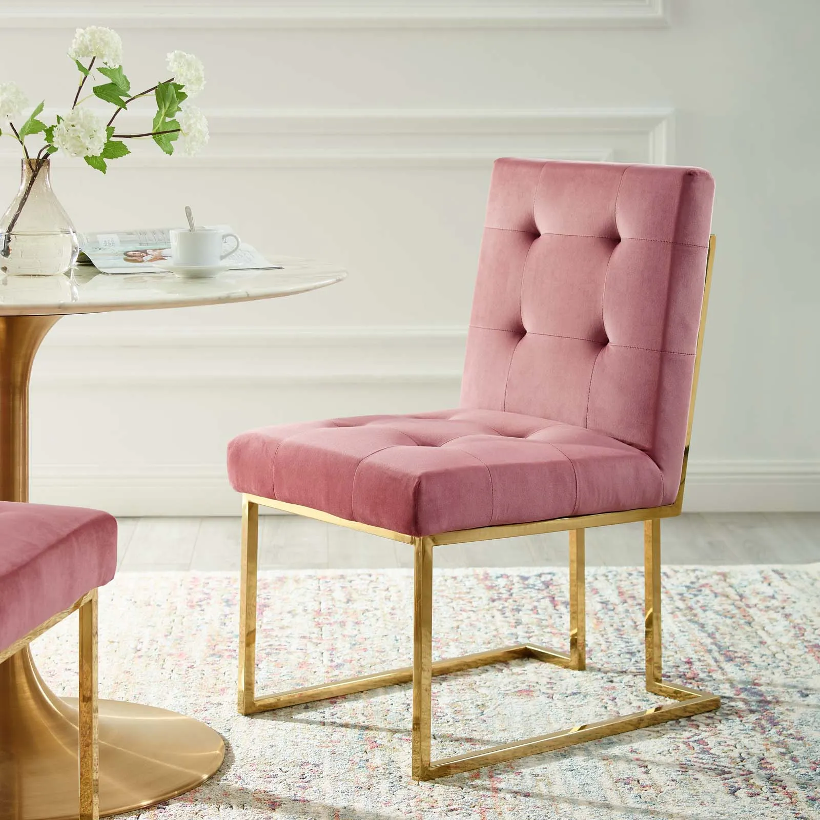 Privy Gold Stainless Steel Performance Velvet Dining Chair by Modway