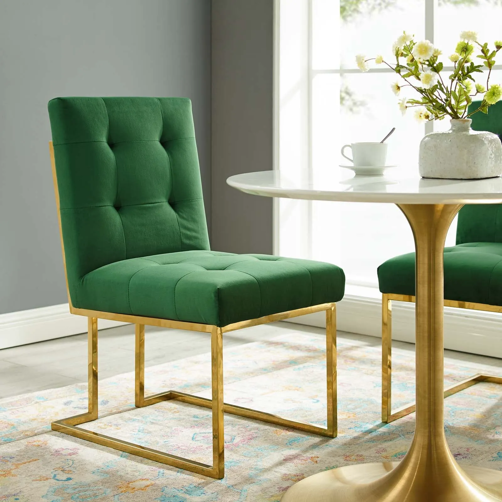 Privy Gold Stainless Steel Performance Velvet Dining Chair by Modway