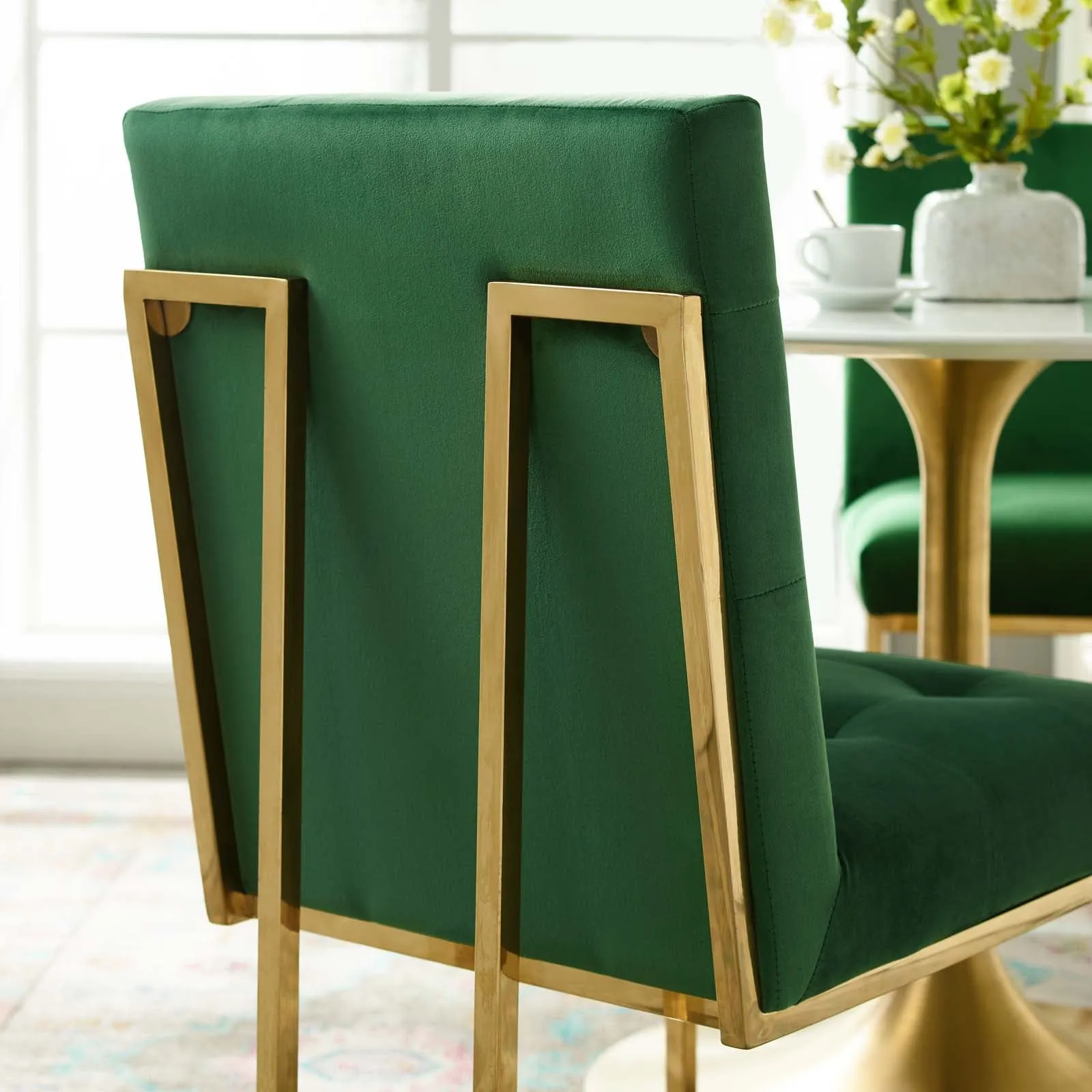Privy Gold Stainless Steel Performance Velvet Dining Chair by Modway