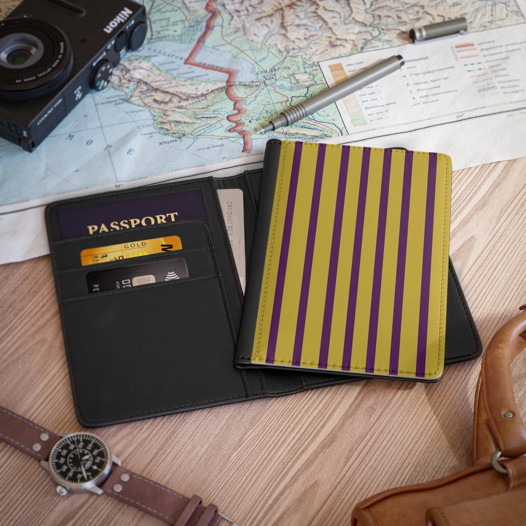 Purple and Gold Passport Cover