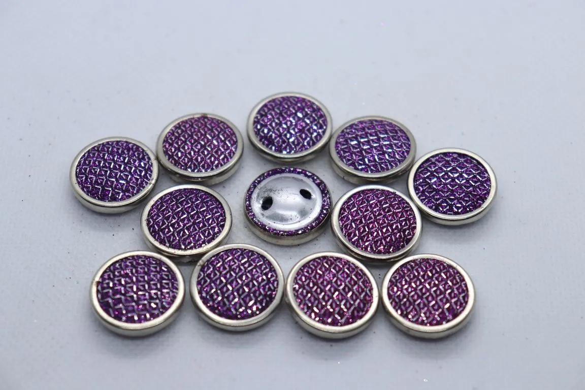 Purple Circular Metal Ring Sugar Coat Button