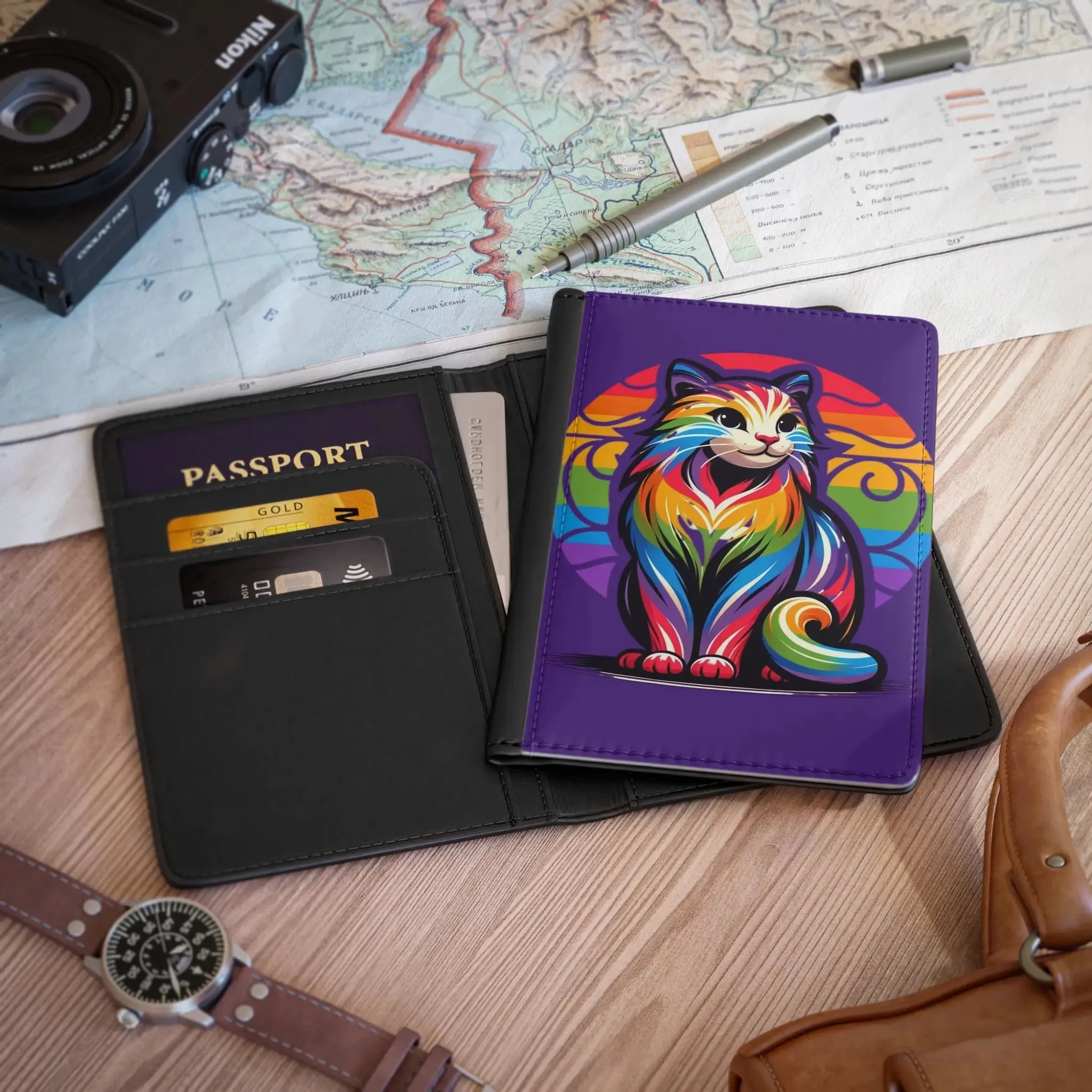 Rainbow Sunsets - Cat Lover - Passport Cover