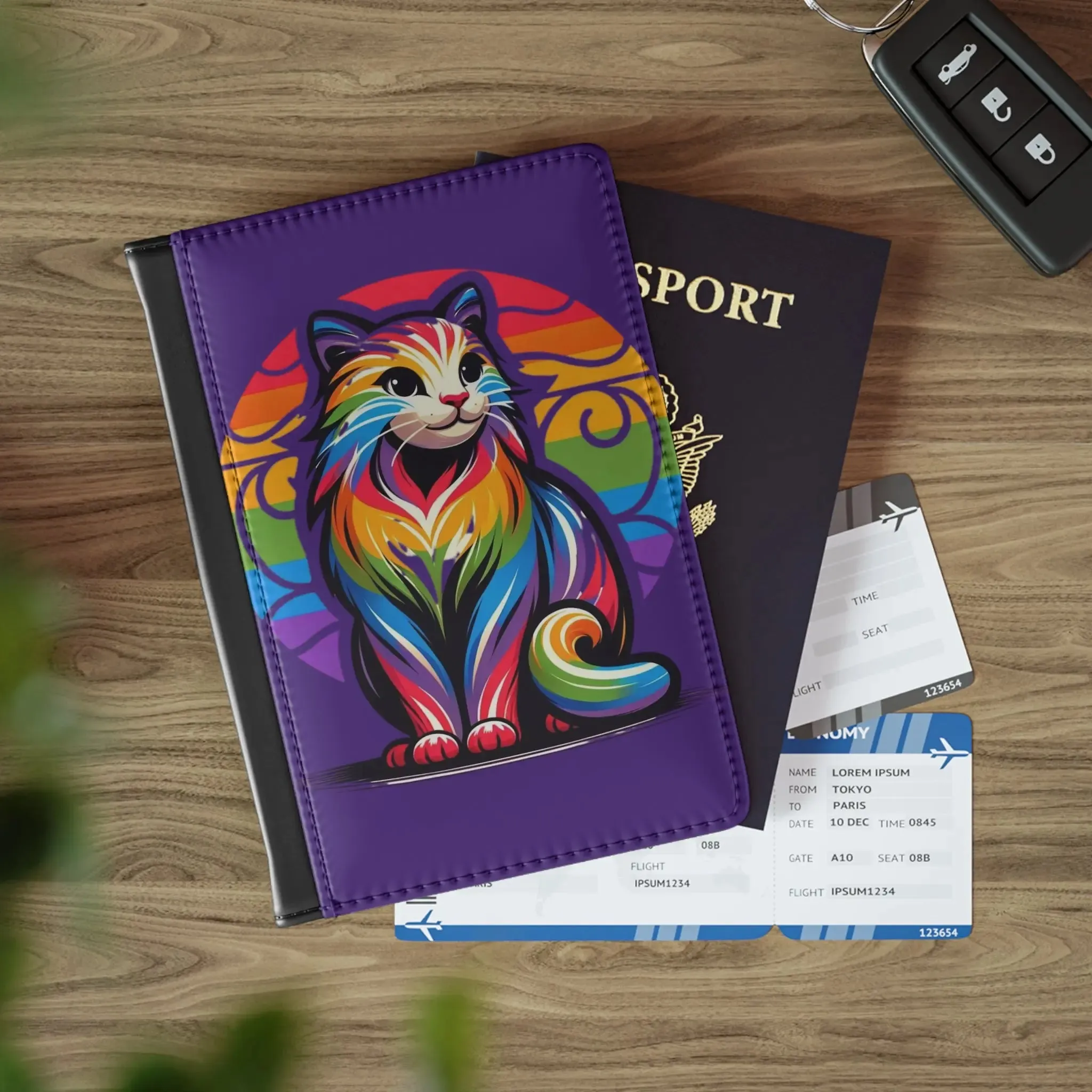 Rainbow Sunsets - Cat Lover - Passport Cover