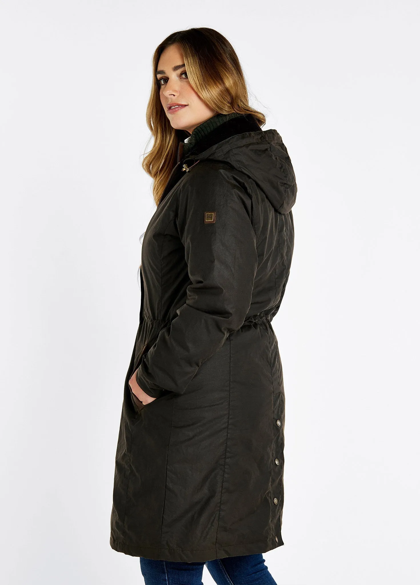 Redington Ladies Long Waxed Coat - Verdigris