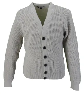 Relco Classic Retro Waffle Knit Stone Cardigan
