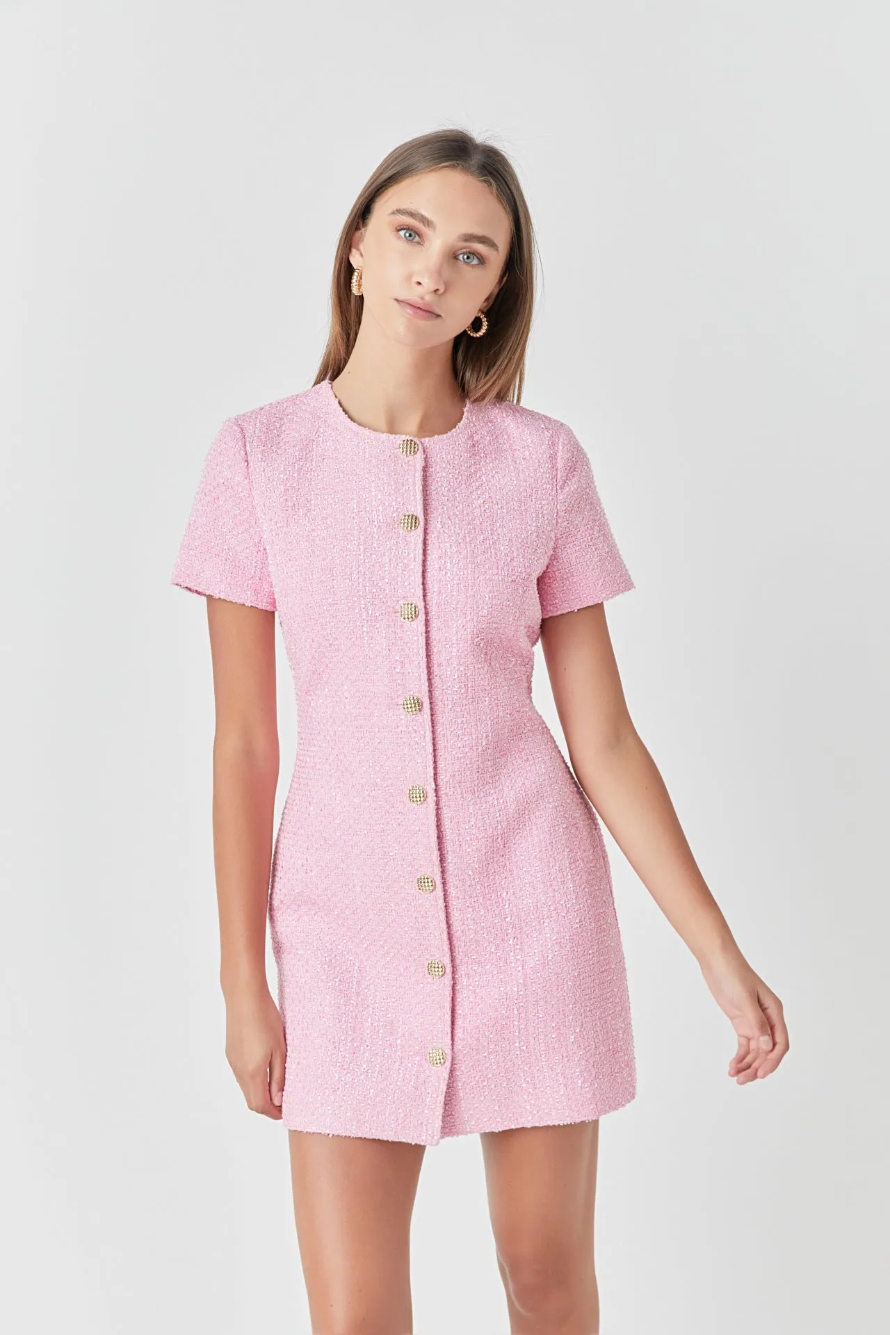 Short Sleeve Tweed Dress