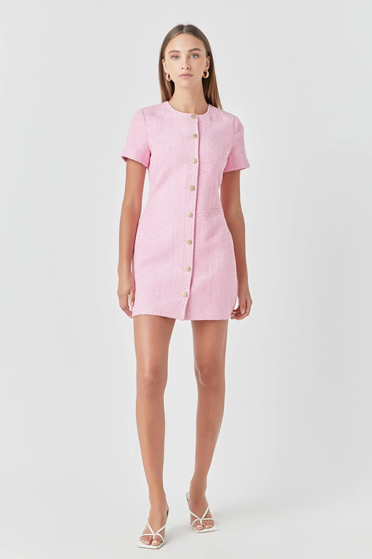 Short Sleeve Tweed Dress