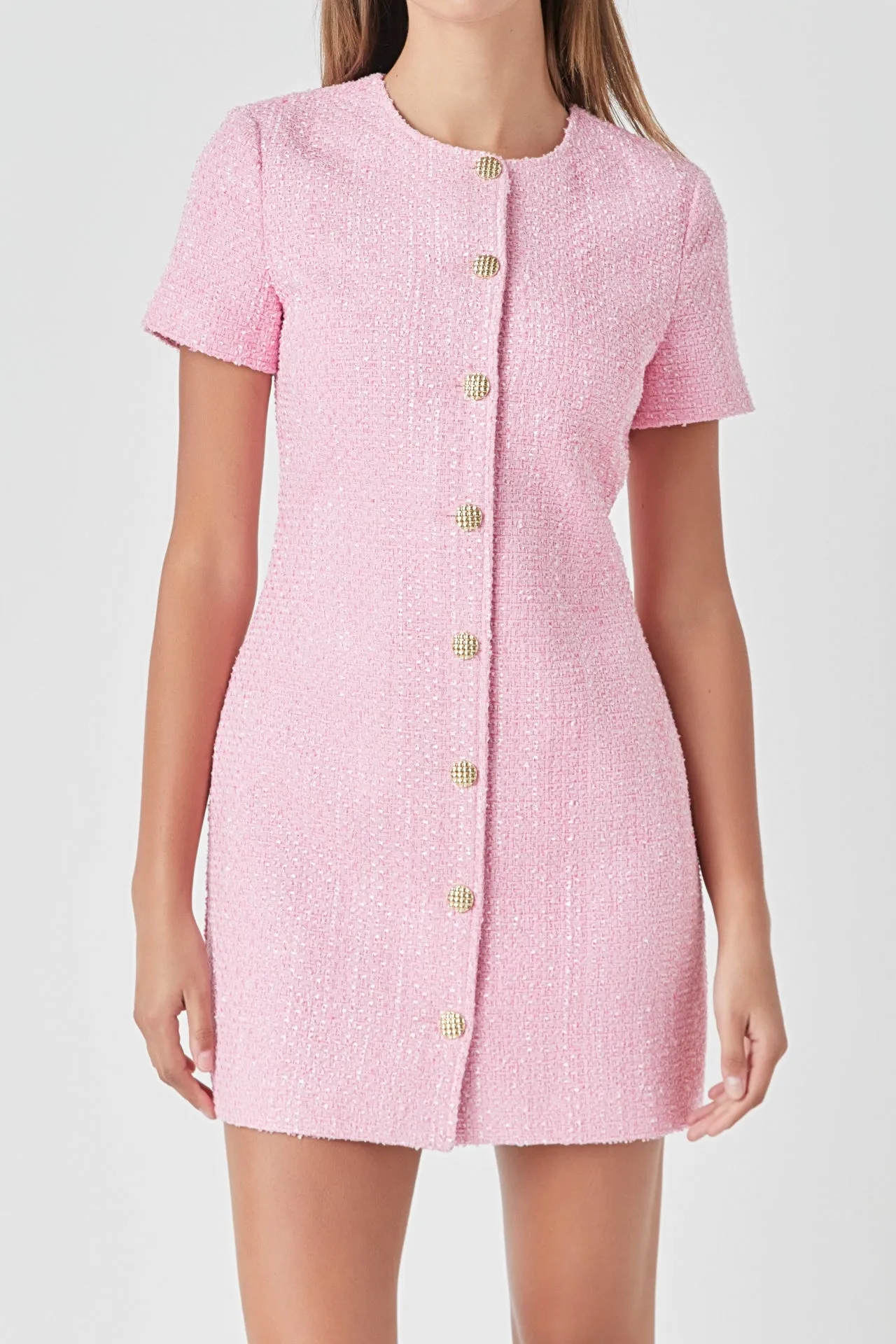 Short Sleeve Tweed Dress