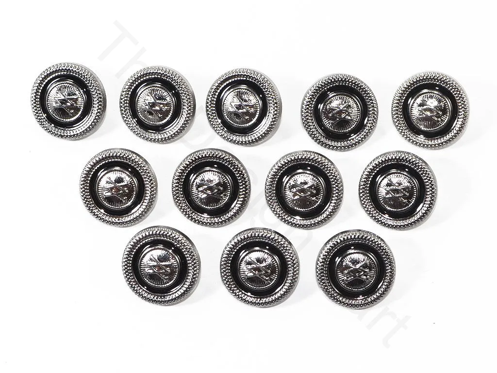 Silver Black XX Coat Buttons