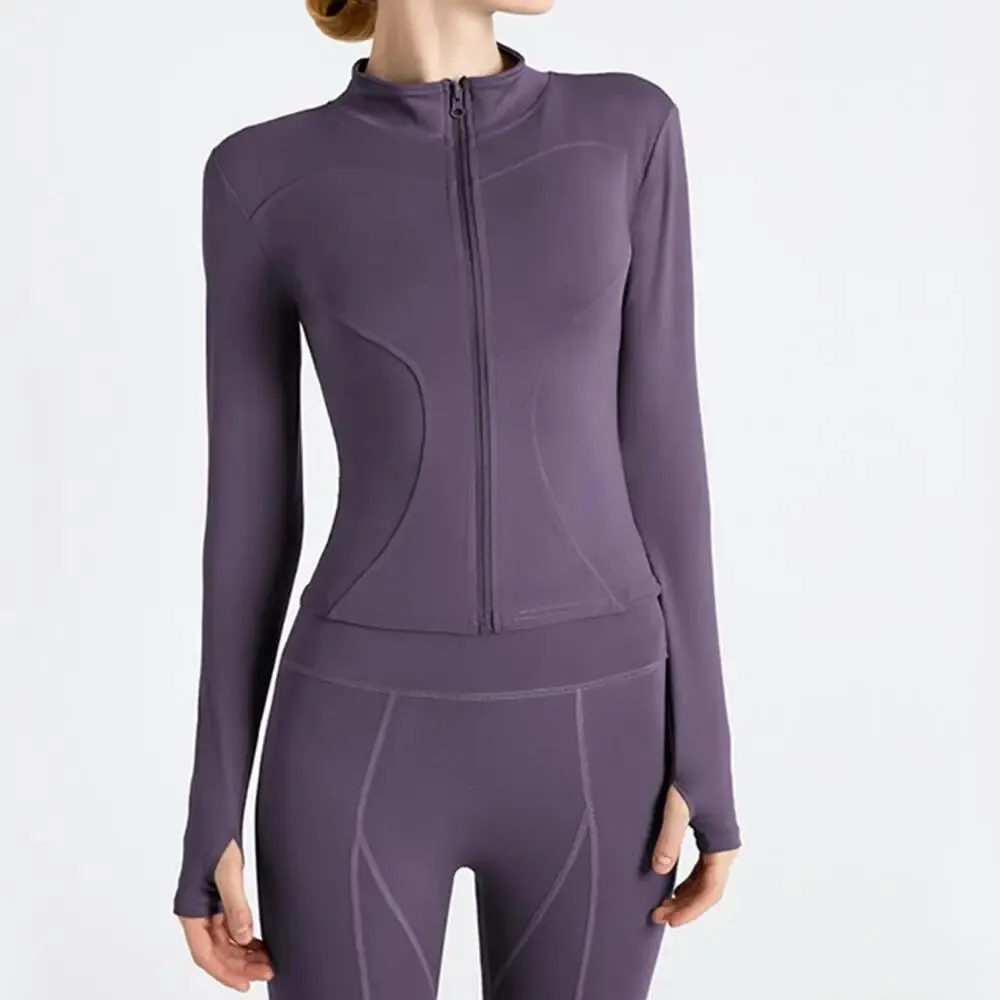 Sports Top Women's Long-Sleeved Tight Short Style Slimming Fitness Coat