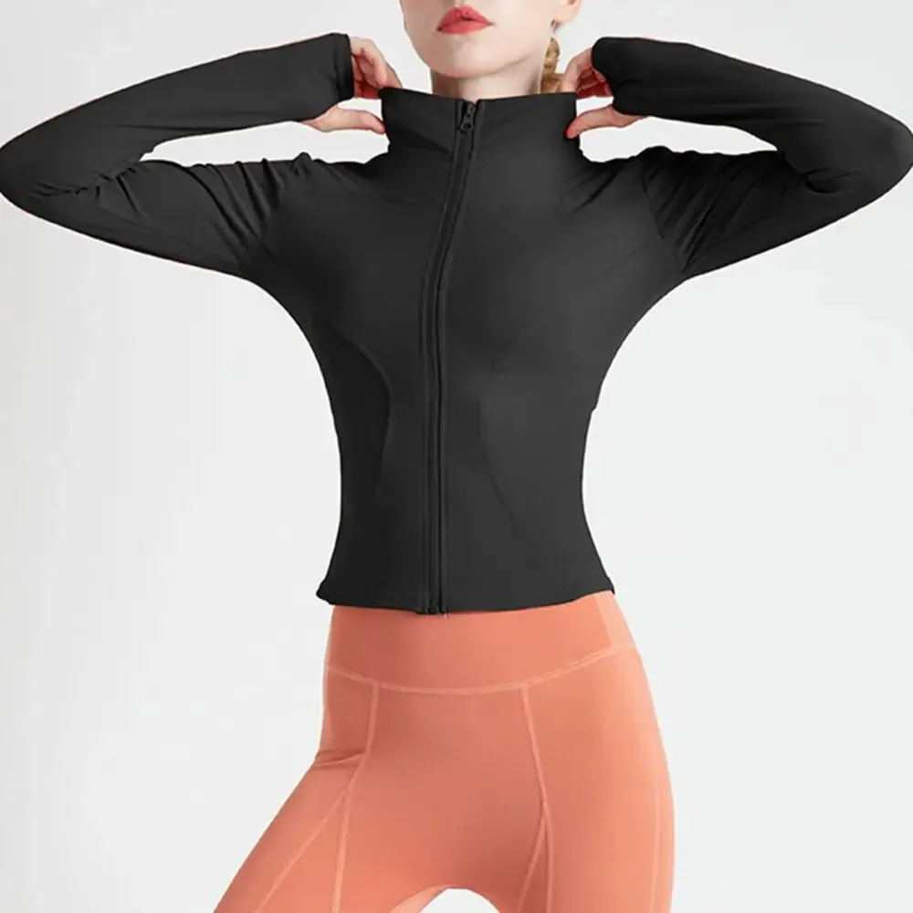 Sports Top Women's Long-Sleeved Tight Short Style Slimming Fitness Coat