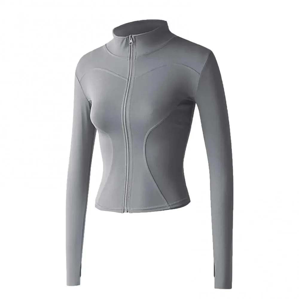 Sports Top Women's Long-Sleeved Tight Short Style Slimming Fitness Coat