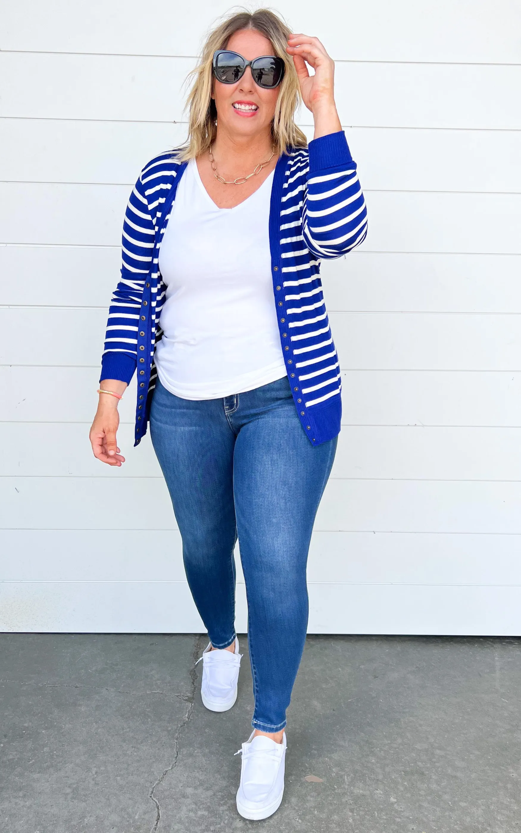 Striped Snap Front Cardigan - Part 1 - Final Sale*