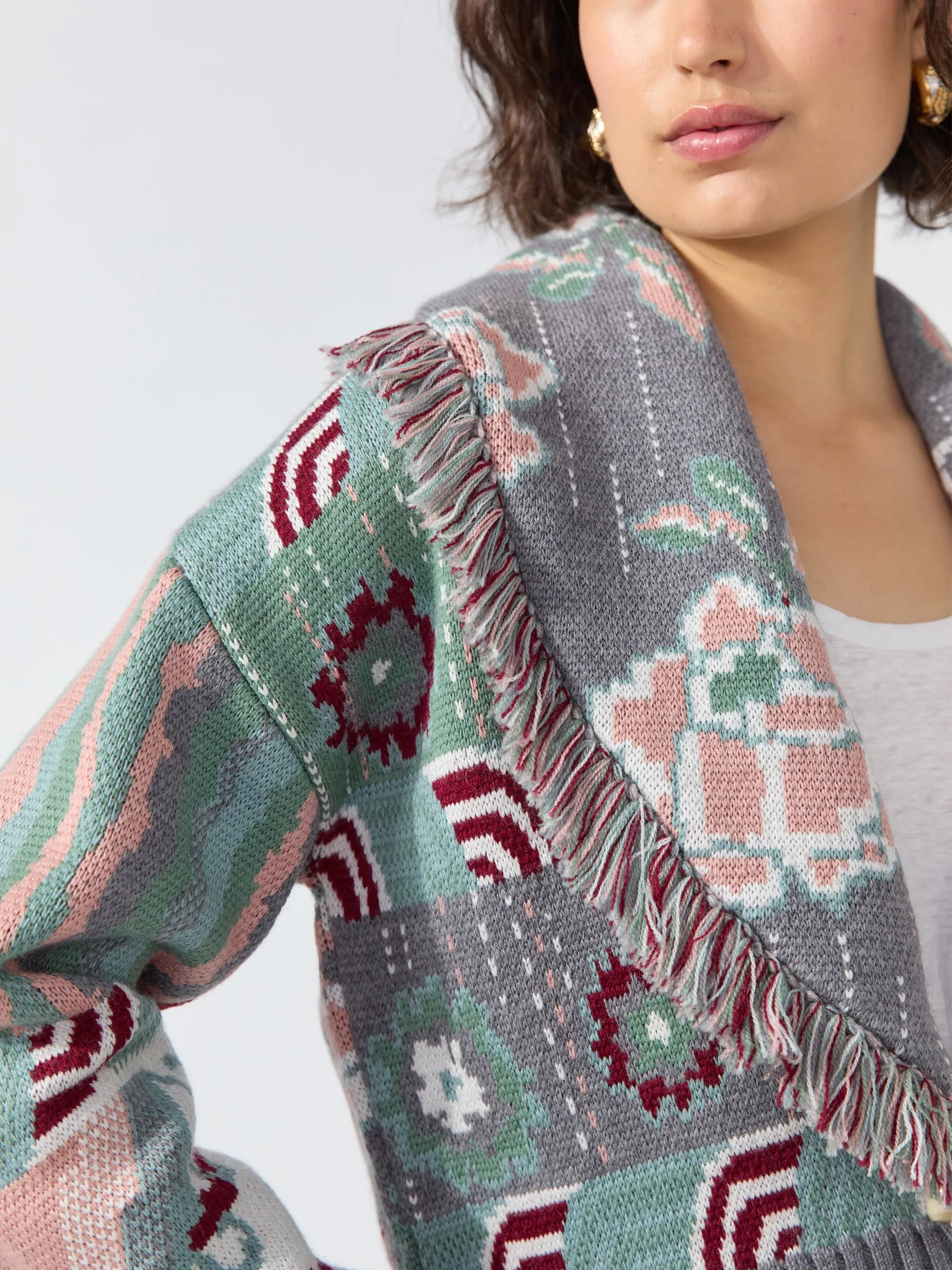 Tibetan Tiger Merino Jacquard Bomber Grey