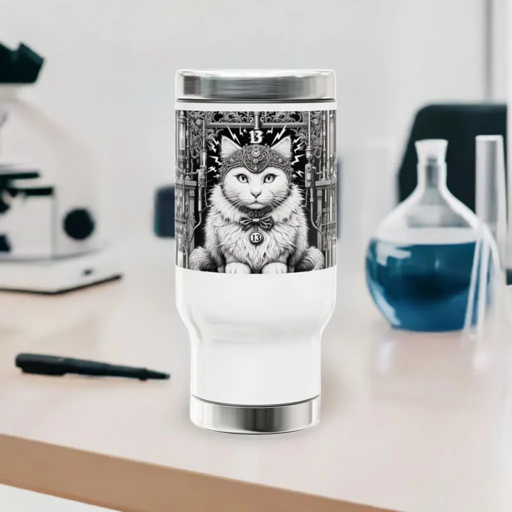 Tortured Poet - Cat Lover -Stainless Steel Travel Mug with Handle, 14oz