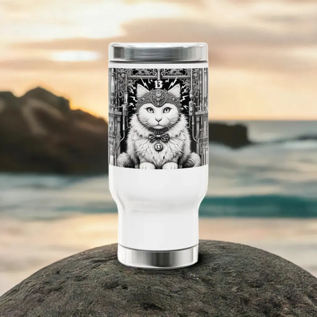 Tortured Poet - Cat Lover -Stainless Steel Travel Mug with Handle, 14oz