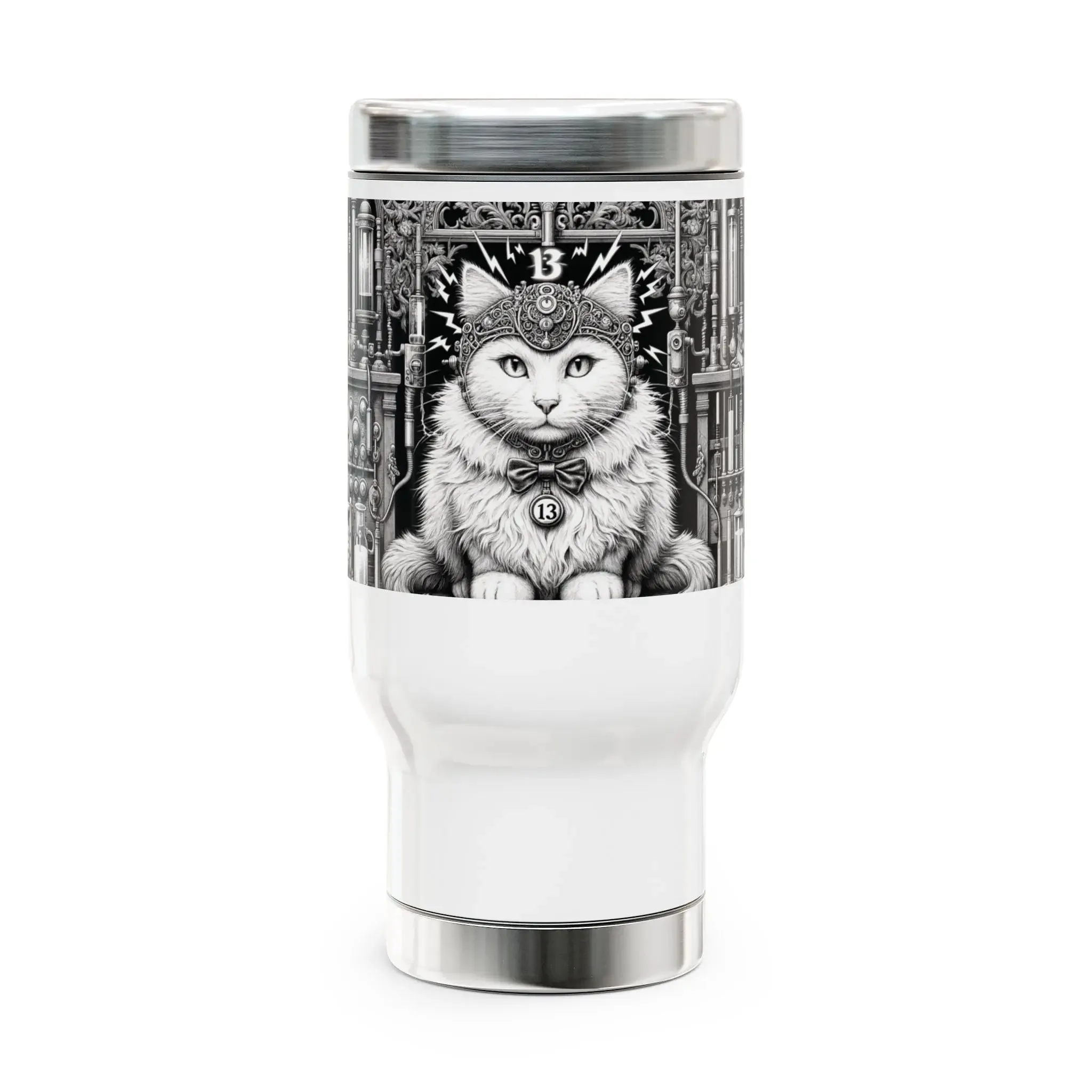 Tortured Poet - Cat Lover -Stainless Steel Travel Mug with Handle, 14oz