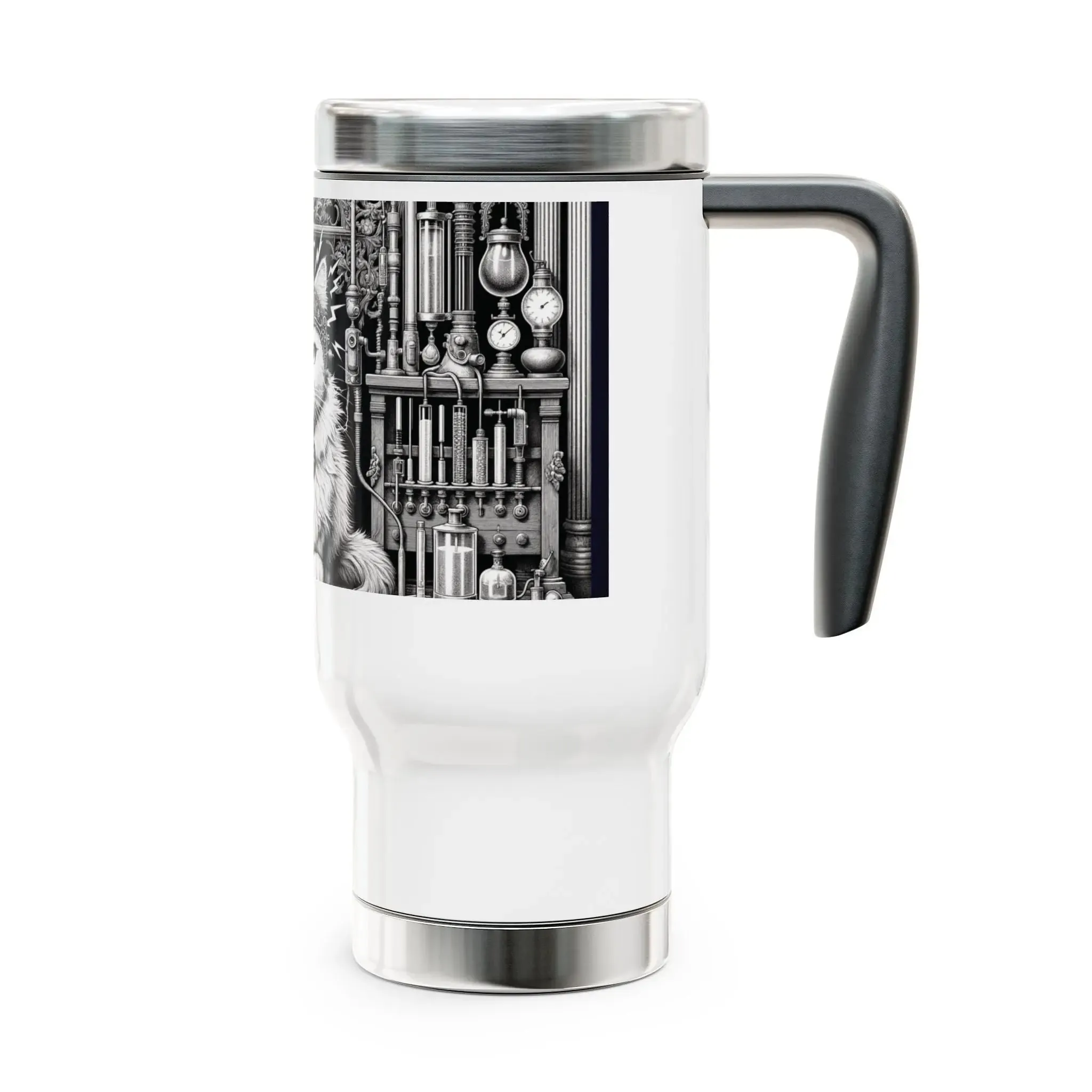 Tortured Poet - Cat Lover -Stainless Steel Travel Mug with Handle, 14oz