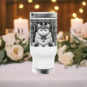 Tortured Poet - Cat Lover -Stainless Steel Travel Mug with Handle, 14oz