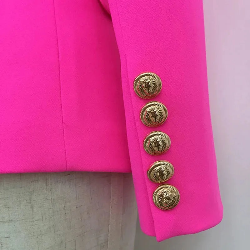 Town down Collar Long Sleeve Double Breasted Buttons Blazer