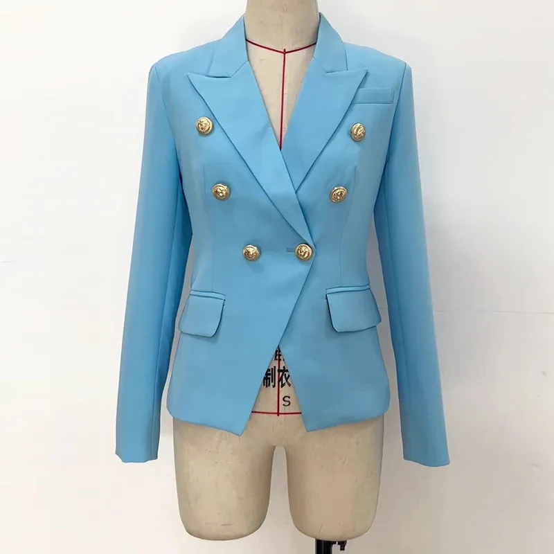 Town down Collar Long Sleeve Double Breasted Buttons Blazer